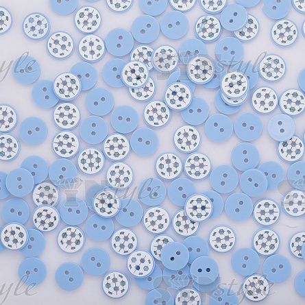 Пуговица пластиковая на два прокола "Футбол", размер 20L, цвет белый/голубой фото 4