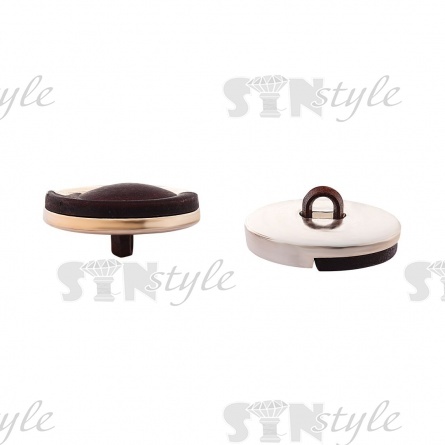 Пуговица пластиковая на ножке, круглой формы, золотая основа с коричневой вставкой, размер 40L фото 2