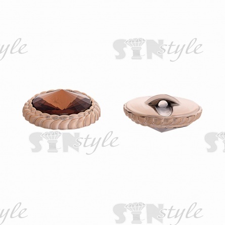 Пуговица пластиковая на полуножке, размер 28L, основа золотая, шляпка в форме конуса бежевая прозрачная фото 2