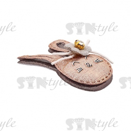 Аппликация 3D "Зайчик", цвет грязно-розовый+серый, размер 30х55 мм фото 2