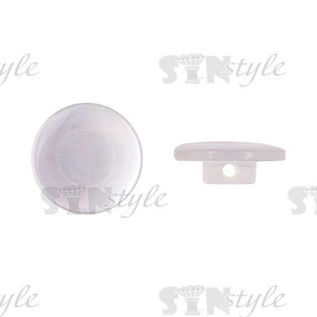 Пуговица пластиковая на ножке, белая перламутровая, 24L фото 1