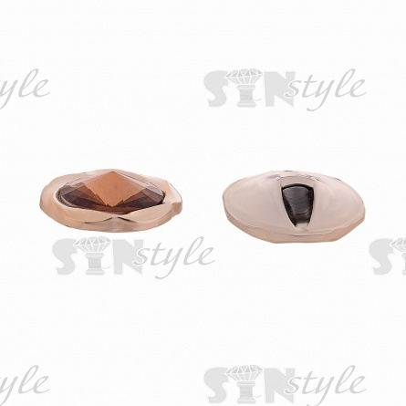 Пуговица пластиковая на полуножке, размер 28L, основа золотого цвета в форме цветка, шляпка конусовидной формы бежевая прозрачная фото 2