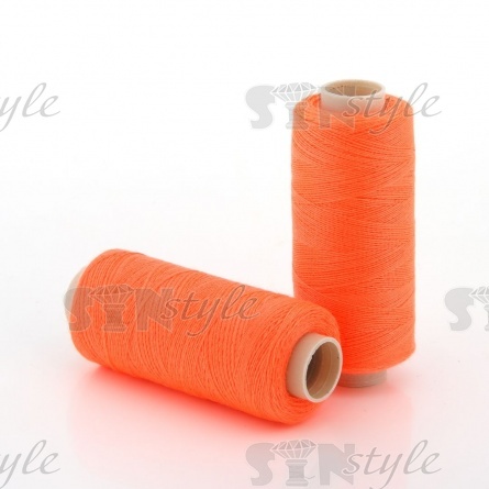 Нитки полиэстер 40/2, цвет №1135 (неоновый оранжевый), катушка 400Y фото 1