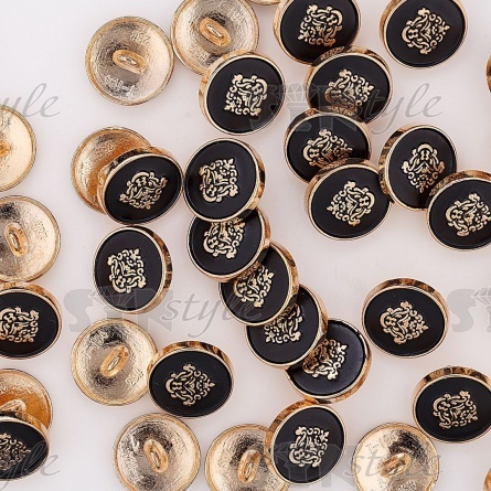 Пуговица металлическая на ножке, размер 28L, цвет золото/черный фото 4