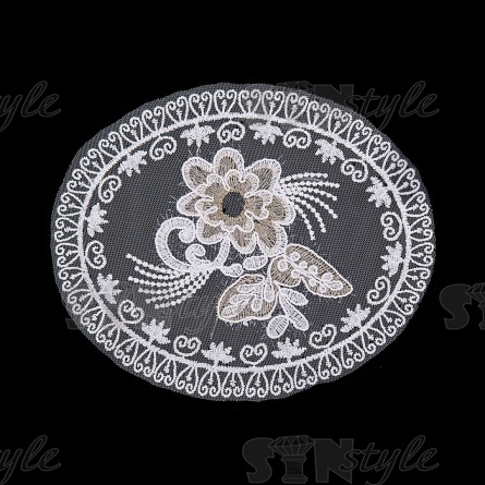 Аппликация кружевная пришивная, цвет белый, размер 165 мм х195 мм фото 1