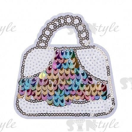 Термоаппликация "Сумочка" с пайетками, размер 95х100 мм фото 1