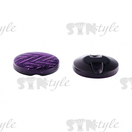 Пуговица пластиковая на полуножке, размер 24L, фиолетовая с блестками, рисунок "елочка" фото 2