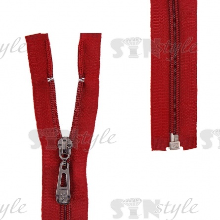 Молния спираль, тип 5, разъемная, длина 90 см, цвет 163 (бордовый), бегунок темный никель фото 1