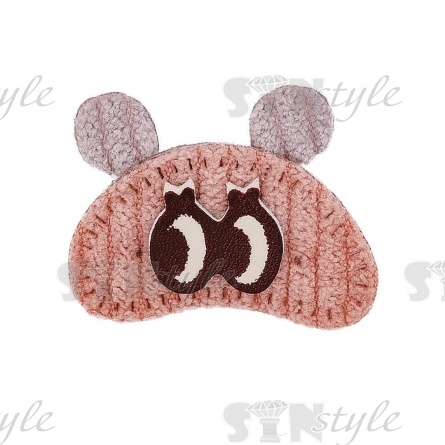 Аппликация 3D "Мишка", цвет грязно-розовый+серый, размер 35х27 мм фото 1