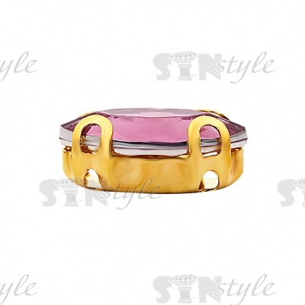 Стразы пришивные акриловые в цапах, форма лодочка, цвет золото+светло-фиолетовый, размер 5х10 мм, 200 шт/уп. фото 2