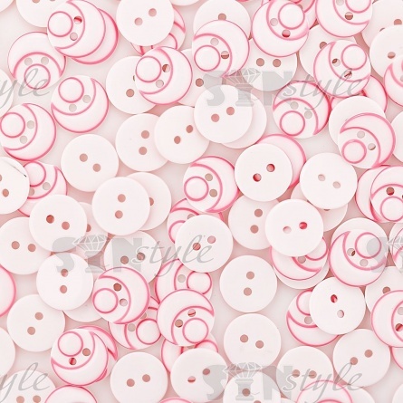 Пуговица пластиковая на два прокола, размер 20L, цвет белый/розовый фото 4