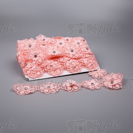 Кружево "Цветочное", ширина 50 мм, цвет розовый, намотка 10 ярдов фото 1