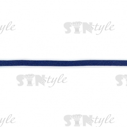 Тесьма трикотажная (лампасная), ширина 20 мм, цвет белый/синий с люрексом, намотка 55 ярдов фото 3