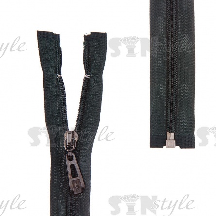 Молния спираль, тип 5, разъемная, длина 80 см, цвет 273 (темно-зеленый), бегунок темный никель фото 1