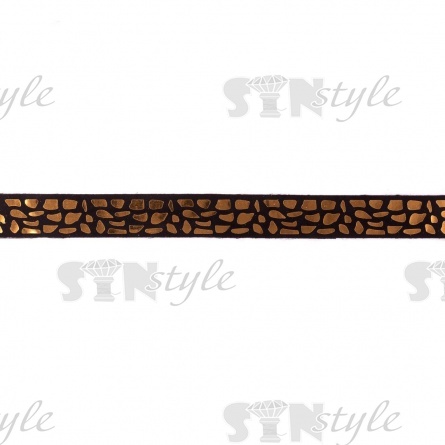 Отделочная тесьма с объемным тиснением фольгой, ширина 20 мм, черная основа с золотой фольгой, намотка 10 ярдов фото 1