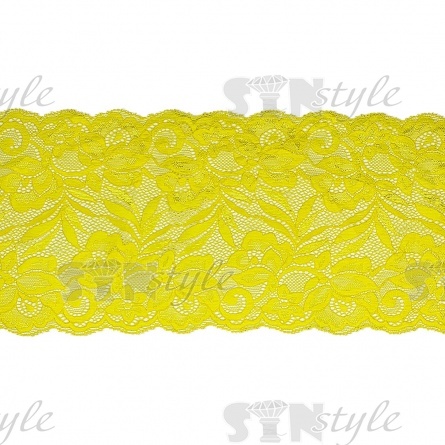 Кружево эластичное, ширина 150 мм, цвет лимонный, намотка 15 ярдов, материал лайкра  фото 1