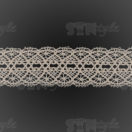 Кружево вязаное плетеное, ширина 45 мм, цвет бежевый, намотка 15 ярдов фото 2