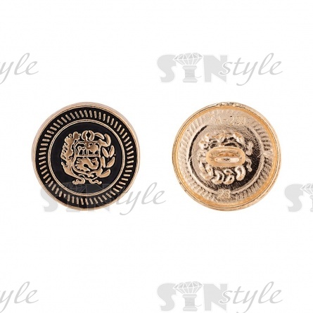 Пуговица металлическая на ножке, размер 28L, цвет золото/черный фото 1
