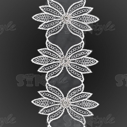 Цветочки из капроновой ленты, ширина 80 мм, намотка 15 ярдов, цвет белый фото 1