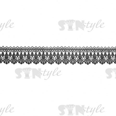 Кружево ажурное, нежная воздушная гирлянда с причудливым узором и резным краем, ширина 60 мм, цвет черный, намотка 15 ярдов фото 2