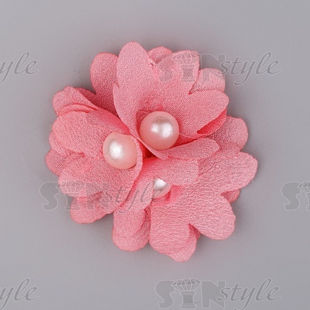 Цветочки декоративные с бусинами, цвет грязно-розовый, диаметр 40 мм,  фото 1