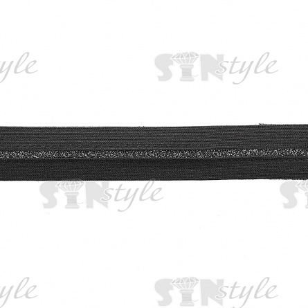 Декоративная тесьма с люрексом, цвет черный+серебро, ширина 25 мм, намотка 15 ярдов  фото 2