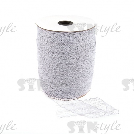 Кружево на сетке, ширина 45 мм, цвет серый (№13), намотка 300 ярдов фото 1