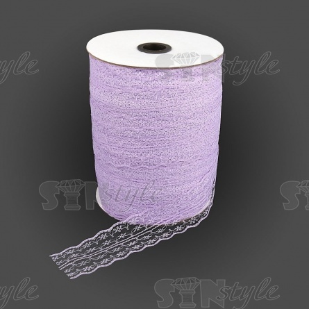 Кружево на сетке, ширина 45 мм, цвет сиреневый (№3), намотка 300 ярдов фото 1