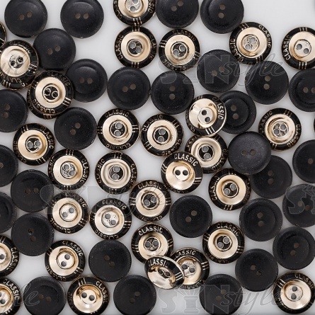 Пуговица пластиковая на два прокола, золотая с черным, 20L фото 4