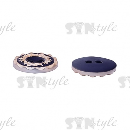 Пуговица пластиковая на два прокола, размер 20L, цвет золотой/темно-синий фото 3