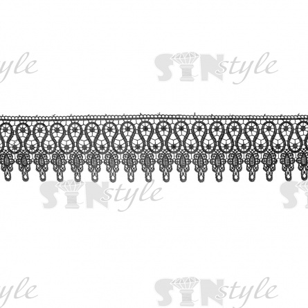 Кружево ажурное, тонкая нежная гирлянда с резным краем, ширина 90 мм, цвет черный, намотка 15 ярдов фото 1