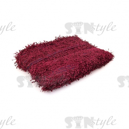 Декоративная тесьма букле с бахромой, отделана золотым люрексом, цвет бордовый, ширина 35 мм, намотка 45 ярдов фото 3