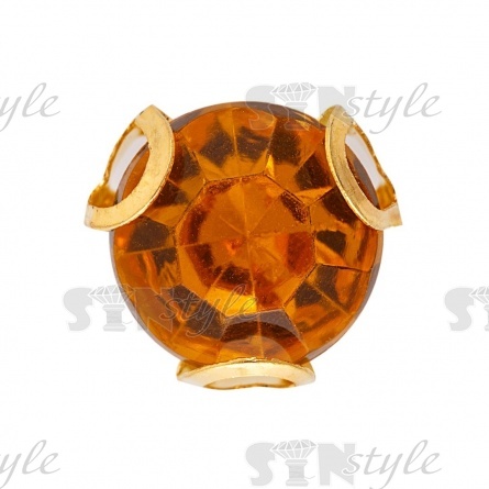 Стразы пришивные акриловые в цапах, форма круг, цвет золото+медовый, диаметр 7 мм, 720 шт/уп. фото 1