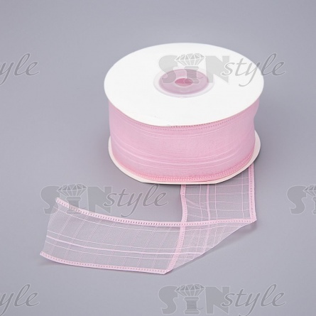 Лента капроновая, ширина 40 мм, намотка 25 ярдов, розовая  фото 1