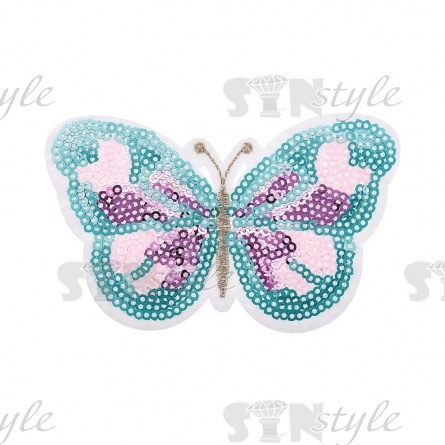 Термоаппликация "Бабочка" с пайетками, размер 98 мм х 62 мм фото 1