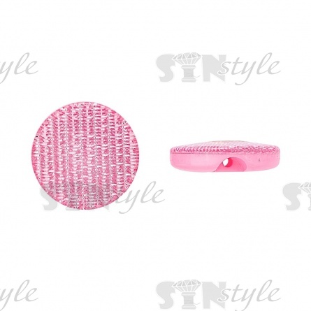 Пуговица пластиковая на полуножке, размер 24L, цвет розовый с блестками фото 1