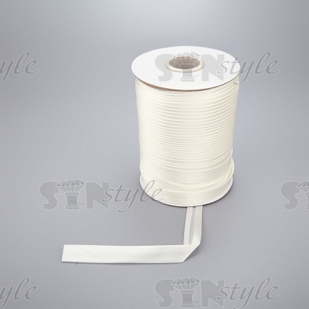 Косая бейка атласная, ширина 15 мм, намотка 90 ярд, цвет молочный фото 1