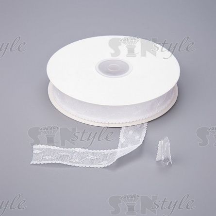 Декоративная лента капроновая, ширина 20 мм намотка 25 ярдов  цвет белый фото 1