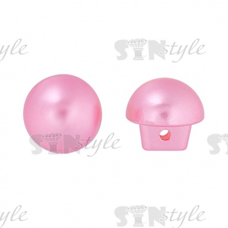 Пуговица пластиковая на ножке, в форме полусферы, розового цвета, размер 18L фото 1