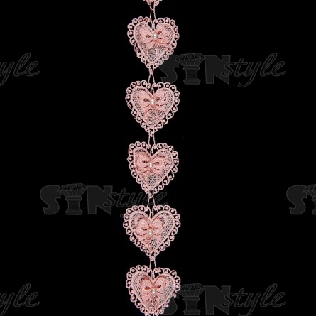 Кружево "Сердечки", ширина 50 мм, цвет розовый, намотка 15 ярдов  фото 3