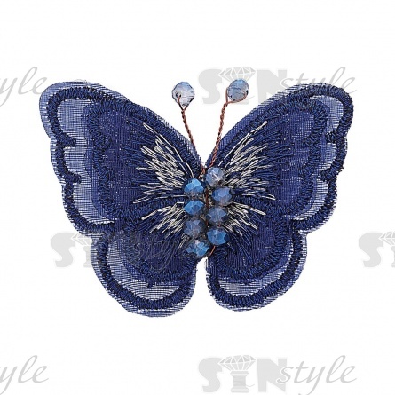 Аппликация с элементами из бисера, цвет темно-синий, размер 50х40 мм фото 1