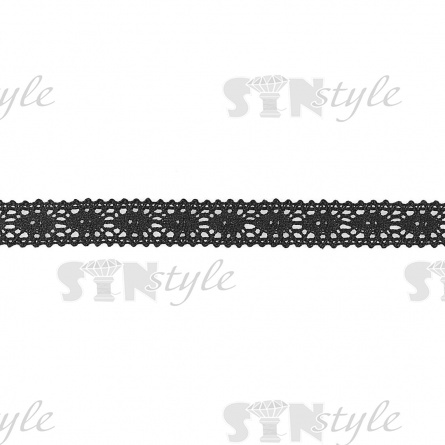 Кружево вязаное плетеное, ширина 20 мм, цвет черный, намотка 15 ярдов фото 1