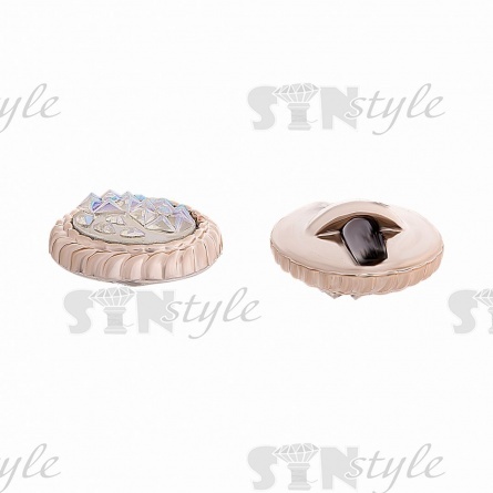 Пуговица пластиковая на ножке, размер 28L, основа золотая, белая вставка, напоминающая кристалл фото 2