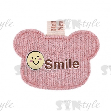 Аппликация 3D "Мишка", цвет грязно-розовый, размер 48х40 мм фото 1