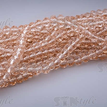 Бусины граненые Рондель (стекло), цвет светло-бежевый (23), 8 мм, 72 шт/нить фото 1