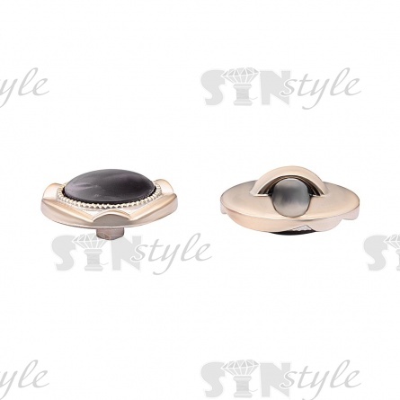 Пуговица пластиковая на ножке, круглая, золотая основа, синяя вставка под мрамор, размер 28L фото 2