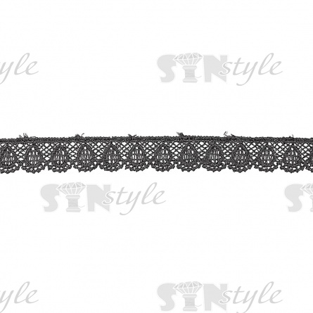 Кружево ажурное, нежная красивая гирлянда с причудливым узором и резным краем, ширина 15 мм, цвет черный, намотка 15 ярдов фото 2