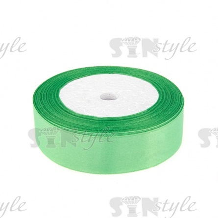Декоративная лента атласная ,ширина 25 мм, намотка 25Y, цвет зеленый (052) фото 1
