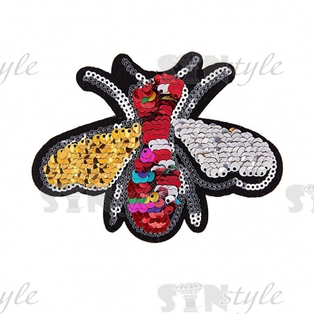 Термоаппликация текстильная, пайетки, размер 120х90 мм фото 2