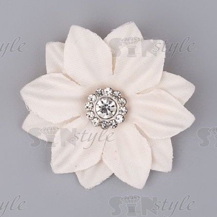 Цветочки декоративные со стразами, цвет шампань, диаметр 40 мм фото 1
